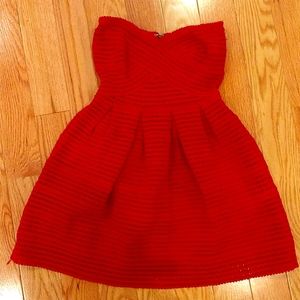 Strapless Heavy Lace Dress (Red)